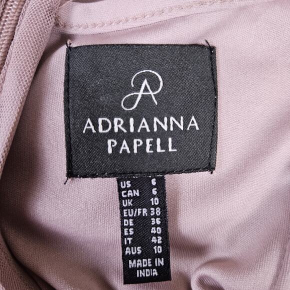 Adrianna Papell Embellished Dress Flutter Sleeve Cocktail Party Beaded Pink Sz 6 - Picture 16 of 16